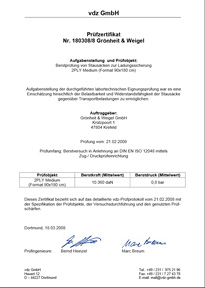 Сертификат испытаний на прочность мешков уровня medium (Для увеличения изображения нажмите на него)